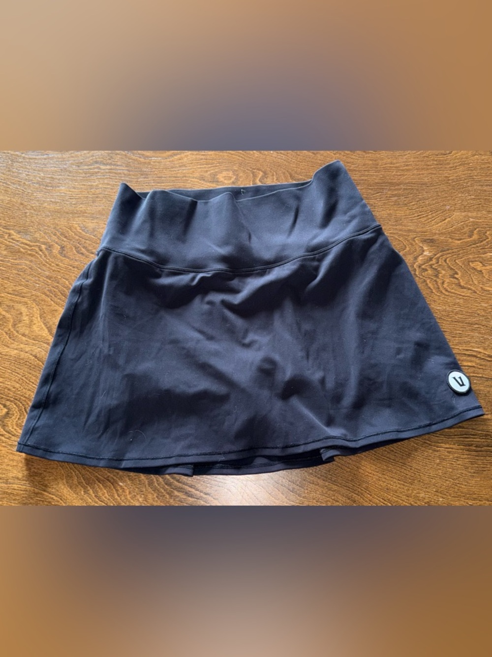Vuori Black Tennis Skirt/Skort, pocket in shorts, size small.